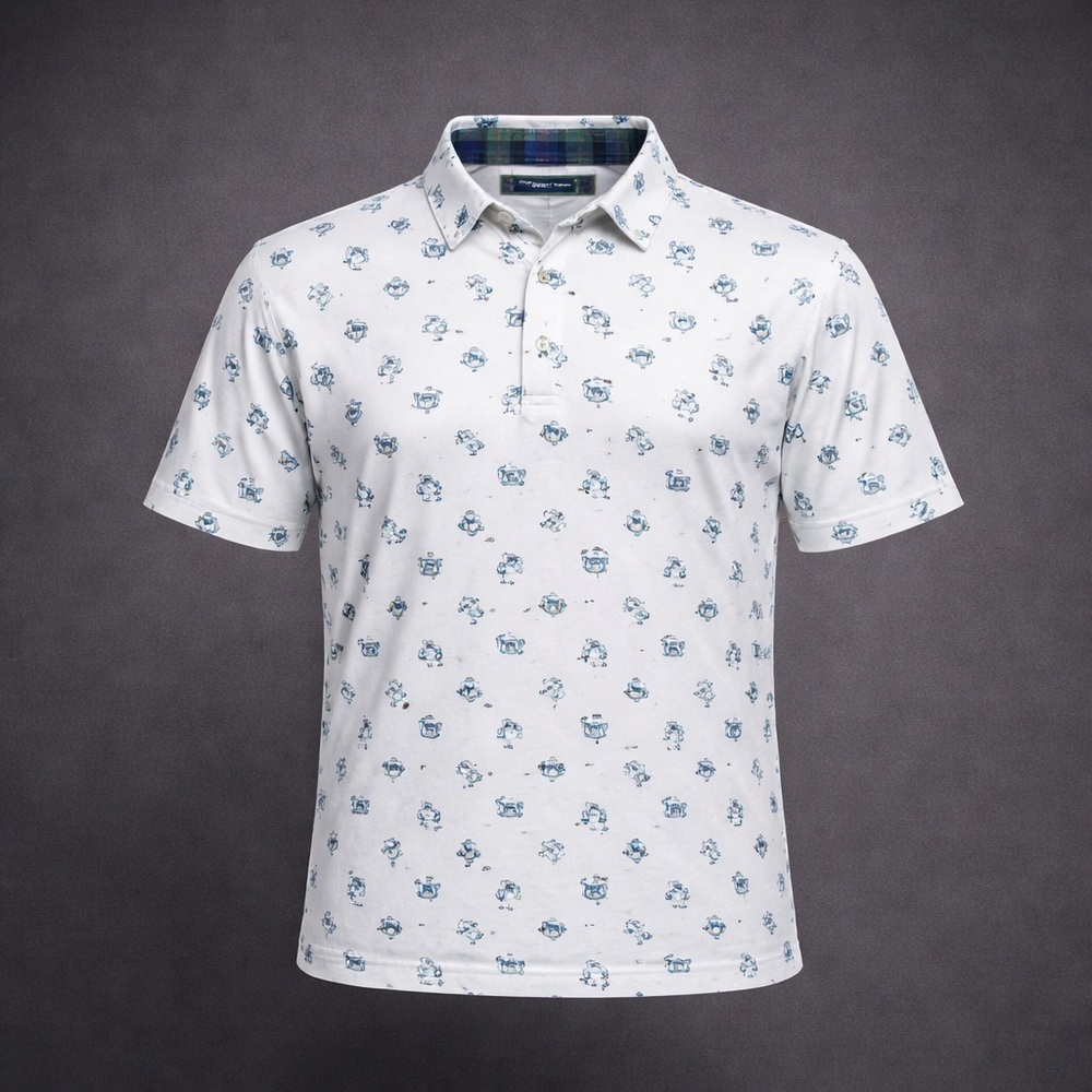 William Murray Golf Polo Mens XXL White VW Bus Print Novelty Performance Shirt